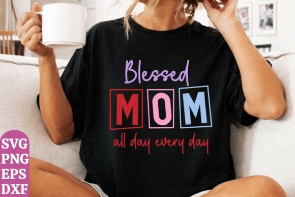 Blessed Mom SVG: A Modern Graphic Design Asset for T-Shirt Designs and Content Publishing