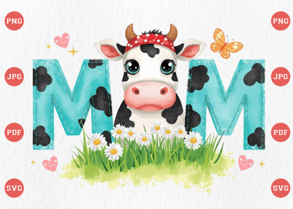 Cow Mom Svg Mother’s Day PNG – A Versatile Graphic for T-Shirt Designs