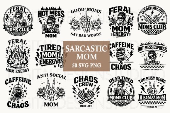 Sarcastic Mom SVG Bundle: A Graphic Design Asset for Real-World Merch