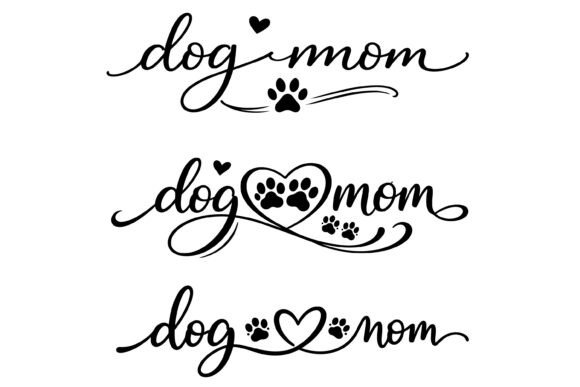 Script Dog Mom SVG with Paw and Heart: A Versatile Design Asset for Creative Projects