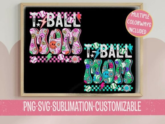 Tball Mom SVG Retro Groovy Baseball PNG: A Playful Graphic for T-Shirt Designs